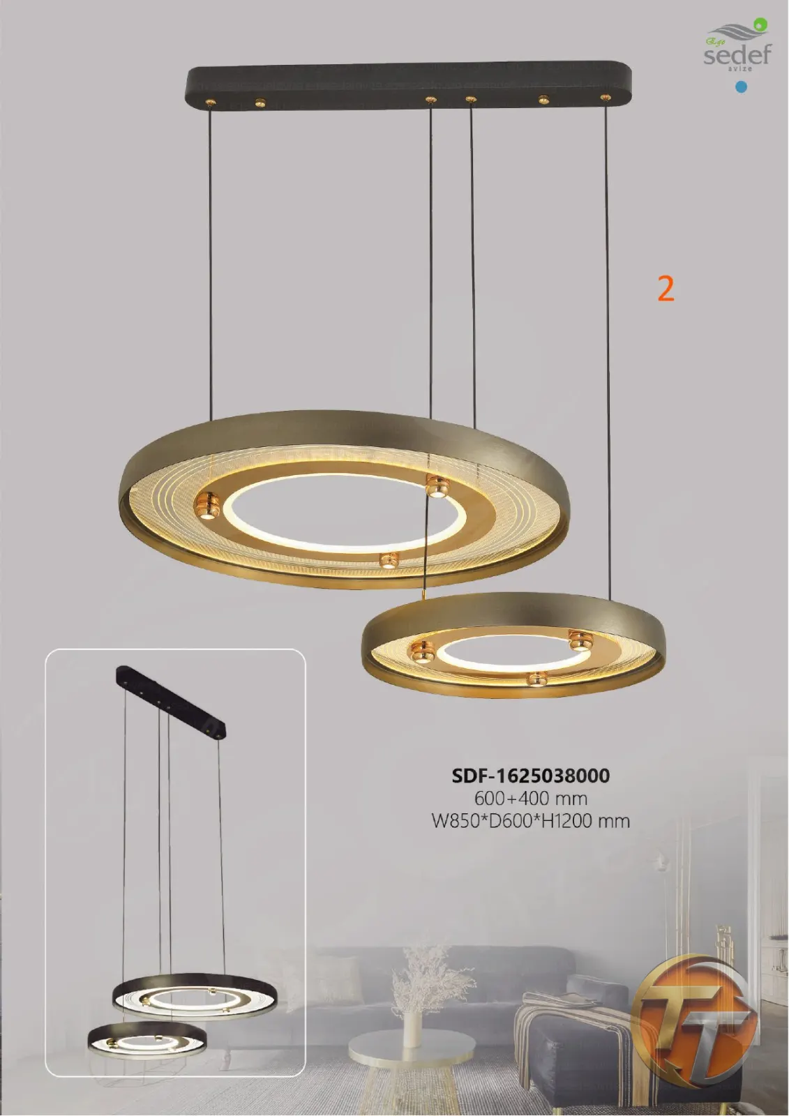 Sedef Avize SDF-1625038000 600+400 mm W850*D600*H1200 mm