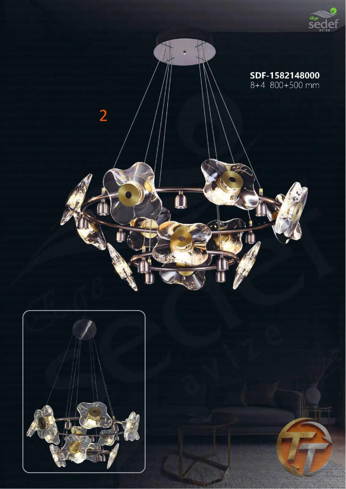 Sedef Avize SDF-1582148000 8+4 800+500 mm