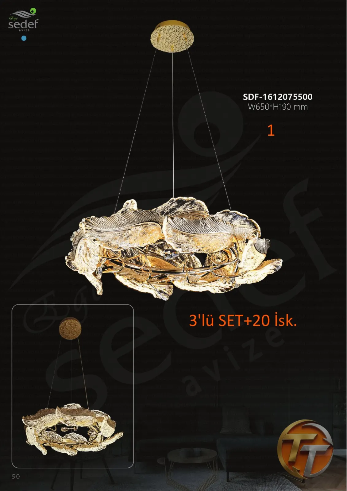 Sedef Avize SDF-1612075500 W650*H190 mm