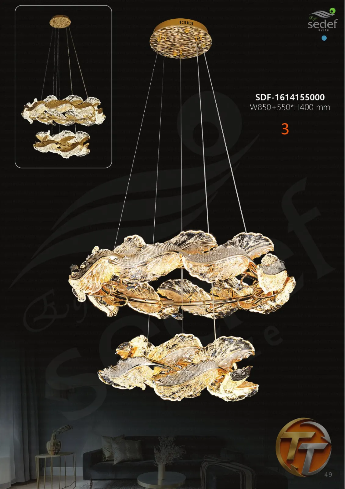 Sedef Avize SDF-1614155000 W850+550*H400 mm