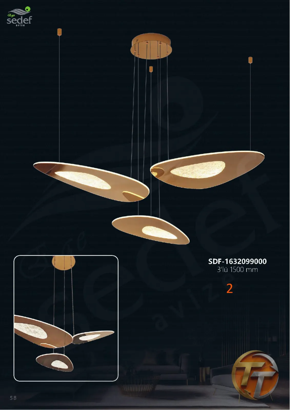 Sedef Avize SDF-1632099000 3'lü 1500 mm