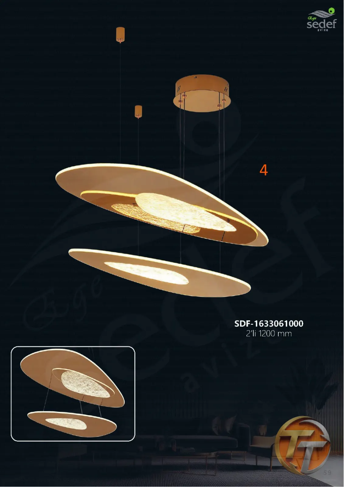 Sedef Avize SDF-1633061000 2'li 1200 mm