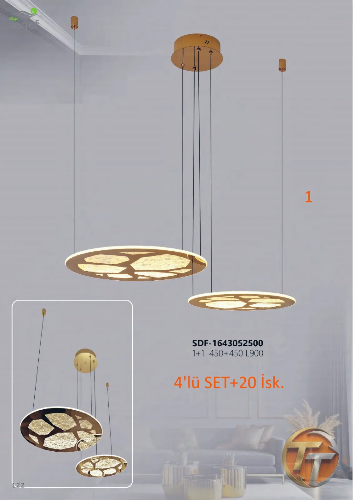 Sedef Avize SDF-1643052500 1+1 450+450 L900