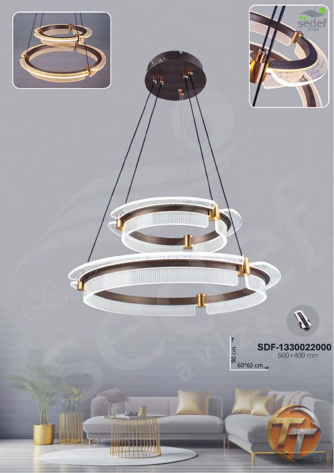 Sedef Avize SDF-1330022000 600+400 mm 60*60 cm →
