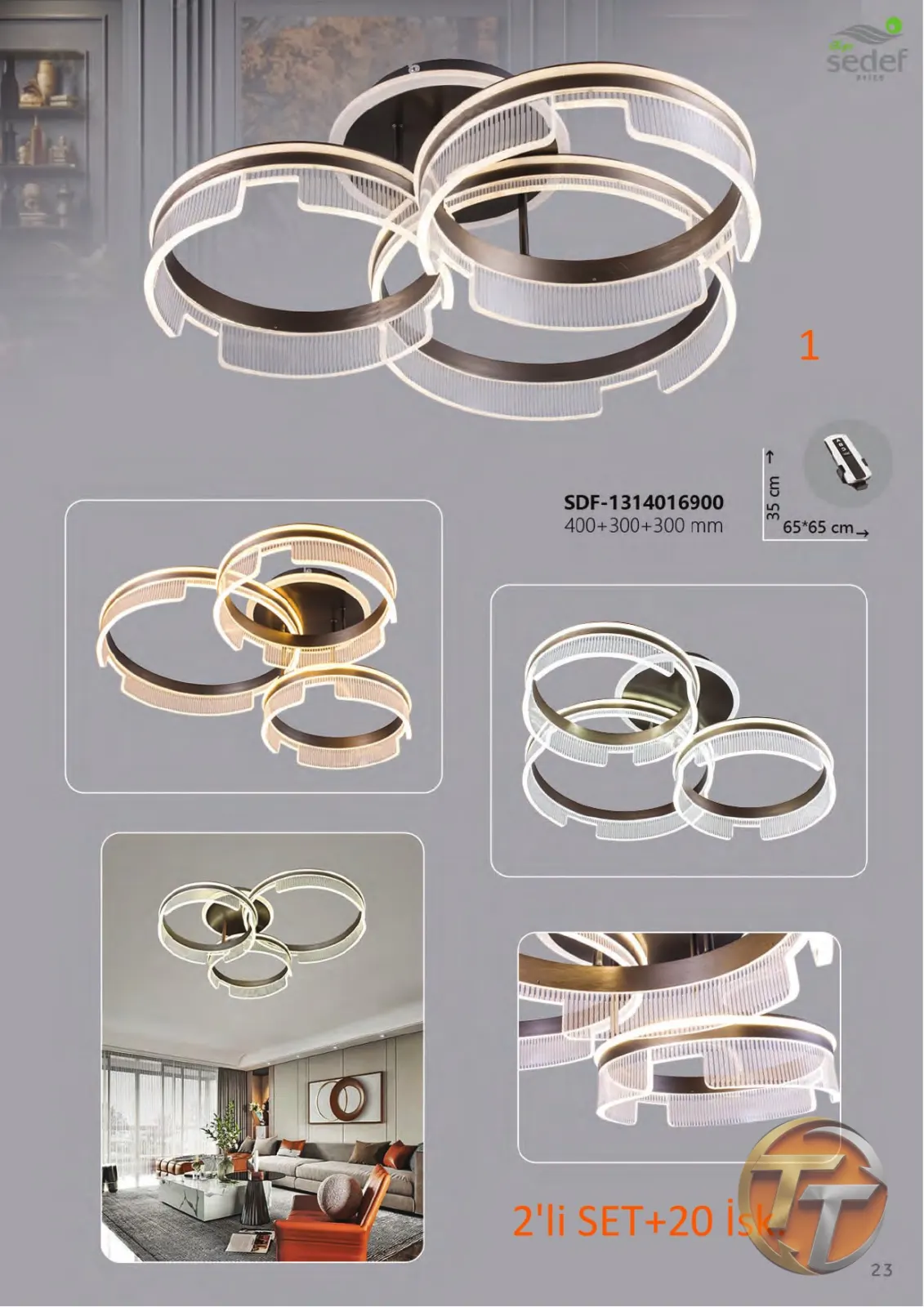 Sedef Avize SDF-1314016900 400+300+300 mm