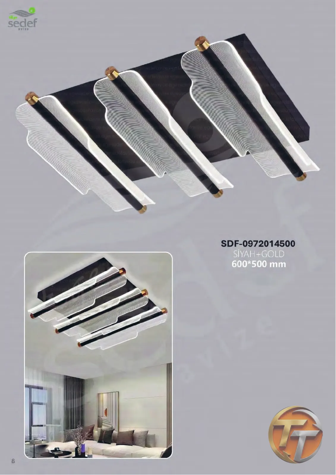 Sedef Avize SDF-0972014500 SIYAH+GOLD 600*500 mm