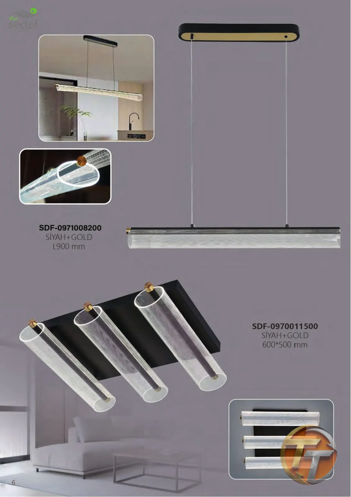 Sedef Avize SDF-0970011500 SİYAH+GOLD 600*500 mm