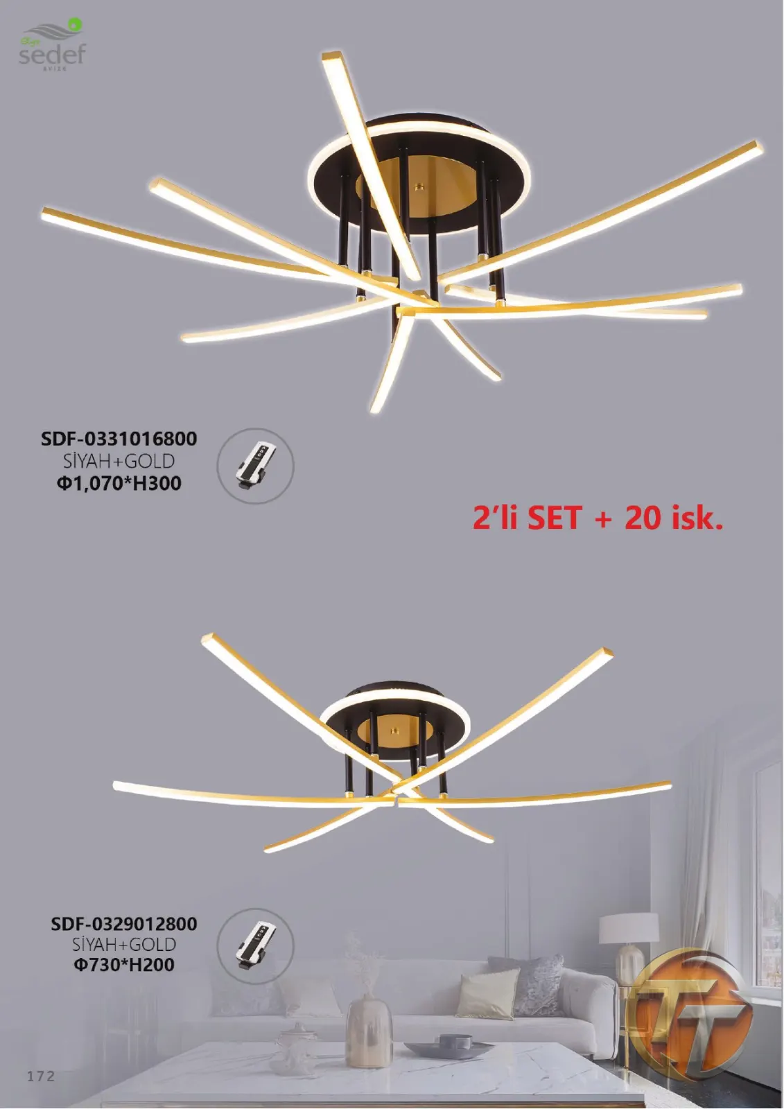 Sedef Avize SDF-0329012800 SIYAH+GOLD Ф730*H200