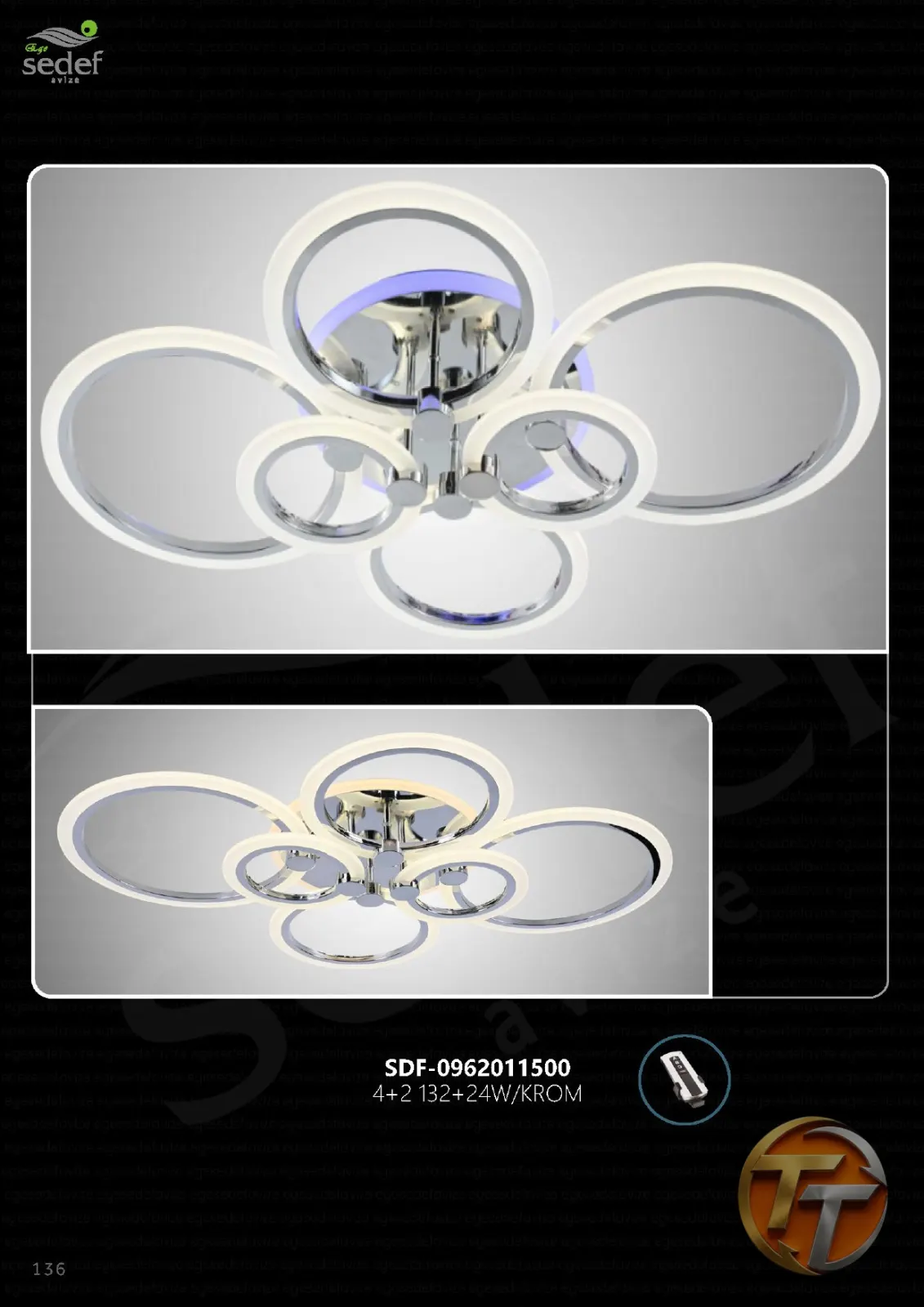 Sedef Avize SDF-0962011500 4+2 132+24W/KROM