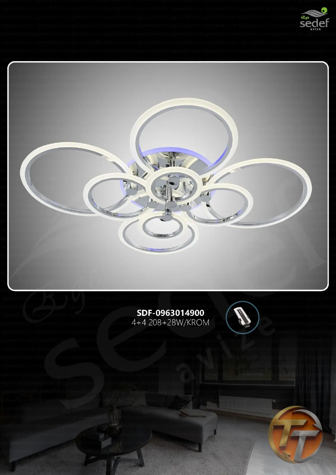 Sedef Avize SDF-0963014900 4+4 208+28W/KROM