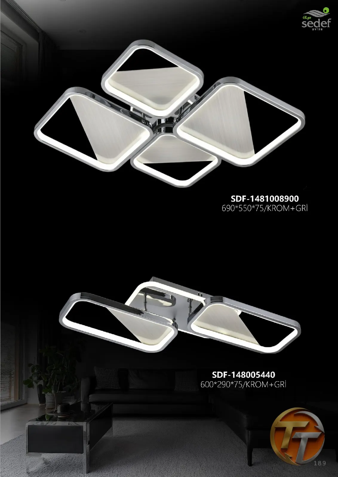 Sedef Avize SDF-1481008900 690*550*75/KROM+GRI