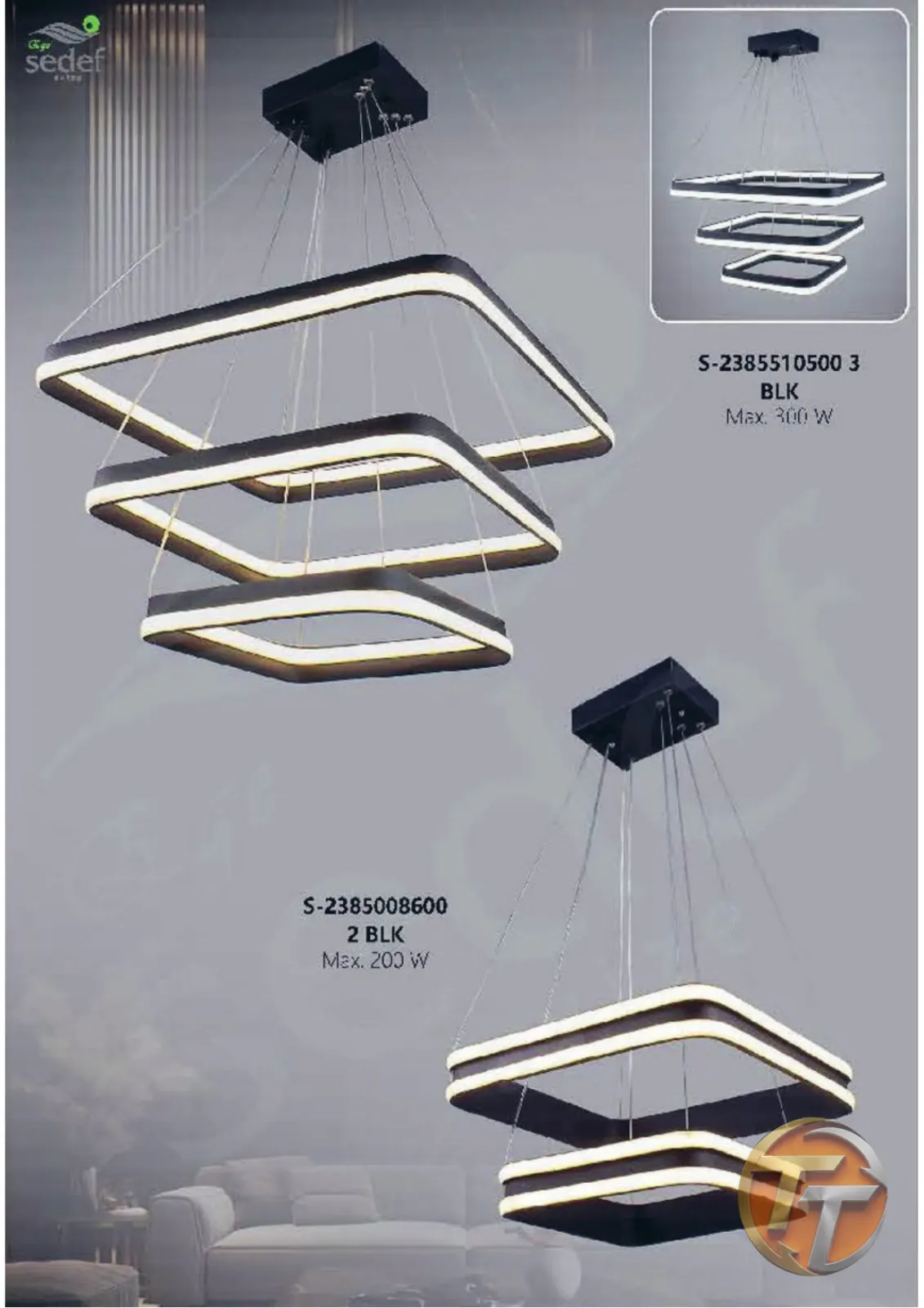 Sedef Avize S-2385510500 3 BLK Max. 300 W