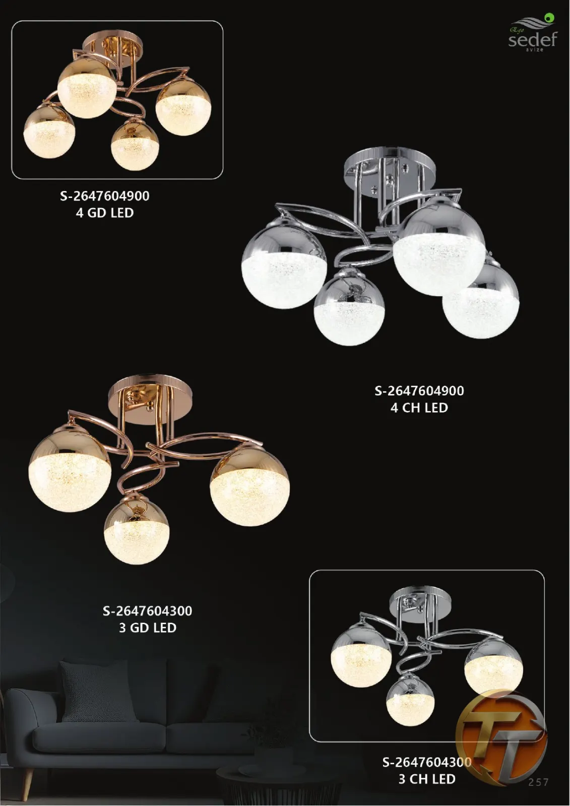 Sedef Avize S-2647604900 4 GD LED