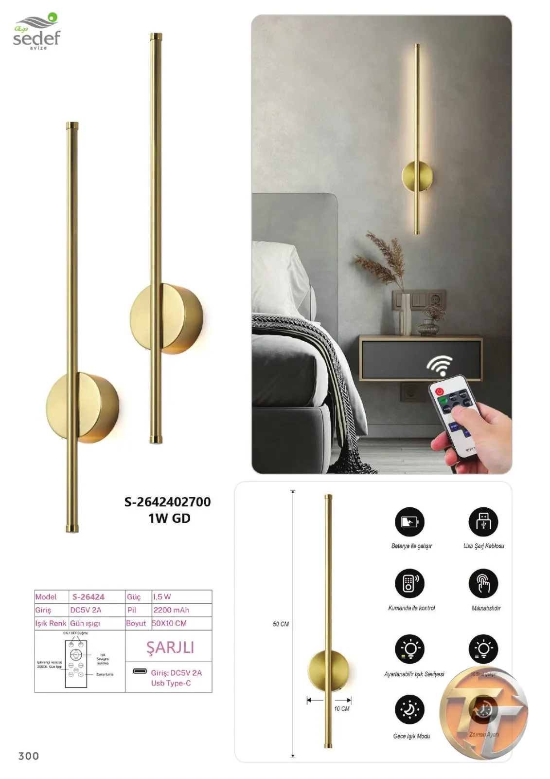 Sedef Avize S-2642402700 1W GD