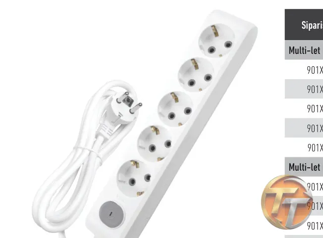 Panasonic Viko Multi-let Beşli Priz Anahtarlı Topraklı Kablolu Ç. K. - 5 Metre 901X7505