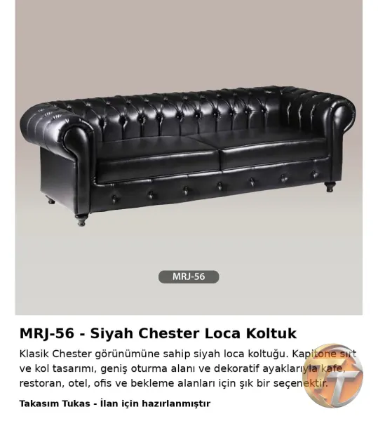MRJ-56 Siyah Chester Loca Koltuk