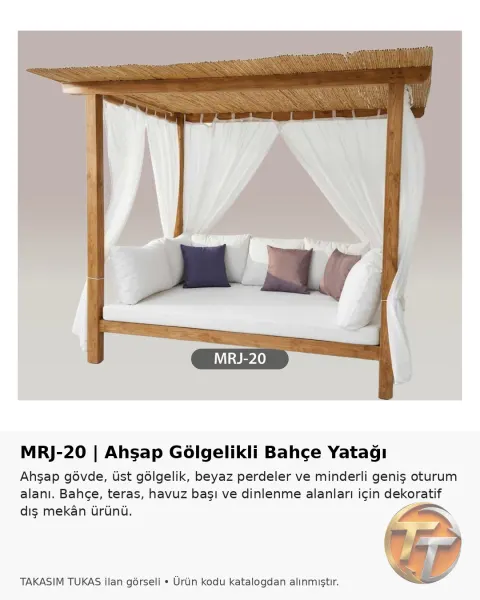 MRJ-20 Ahşap Gölgelikli Bahçe Yatağı – Şezlong