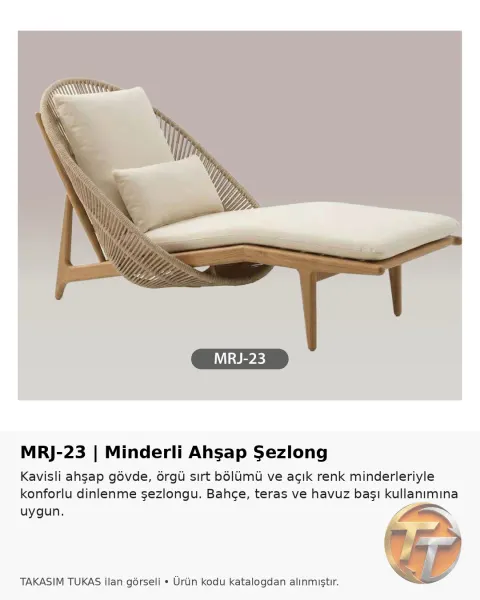 MRJ-23 Minderli Ahşap Şezlong – Bahçe & Havuz Şezlongu