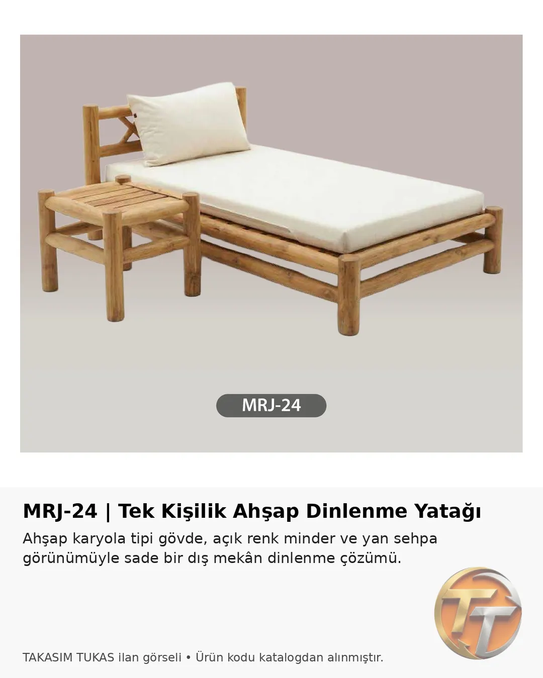 MRJ-24 Tek Kişilik Ahşap Dinlenme Yatağı – Bahçe Şezlongu
