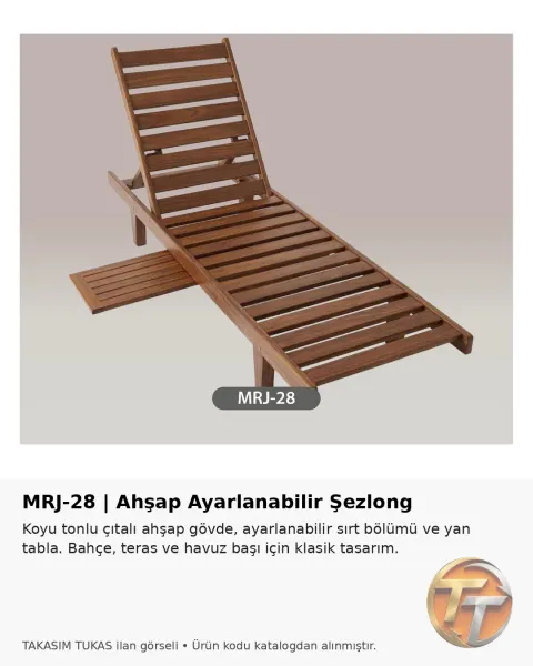 MRJ-28 Ayarlanabilir Ahşap Şezlong – Bahçe & Havuz Şezlongu