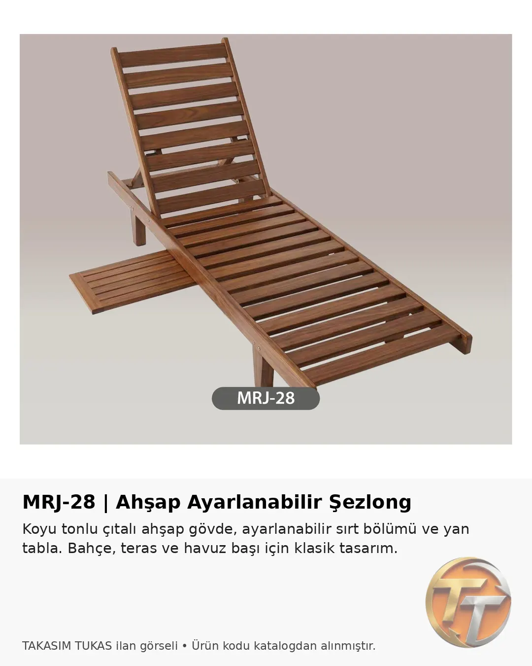 MRJ-28 Ayarlanabilir Ahşap Şezlong – Bahçe & Havuz Şezlongu