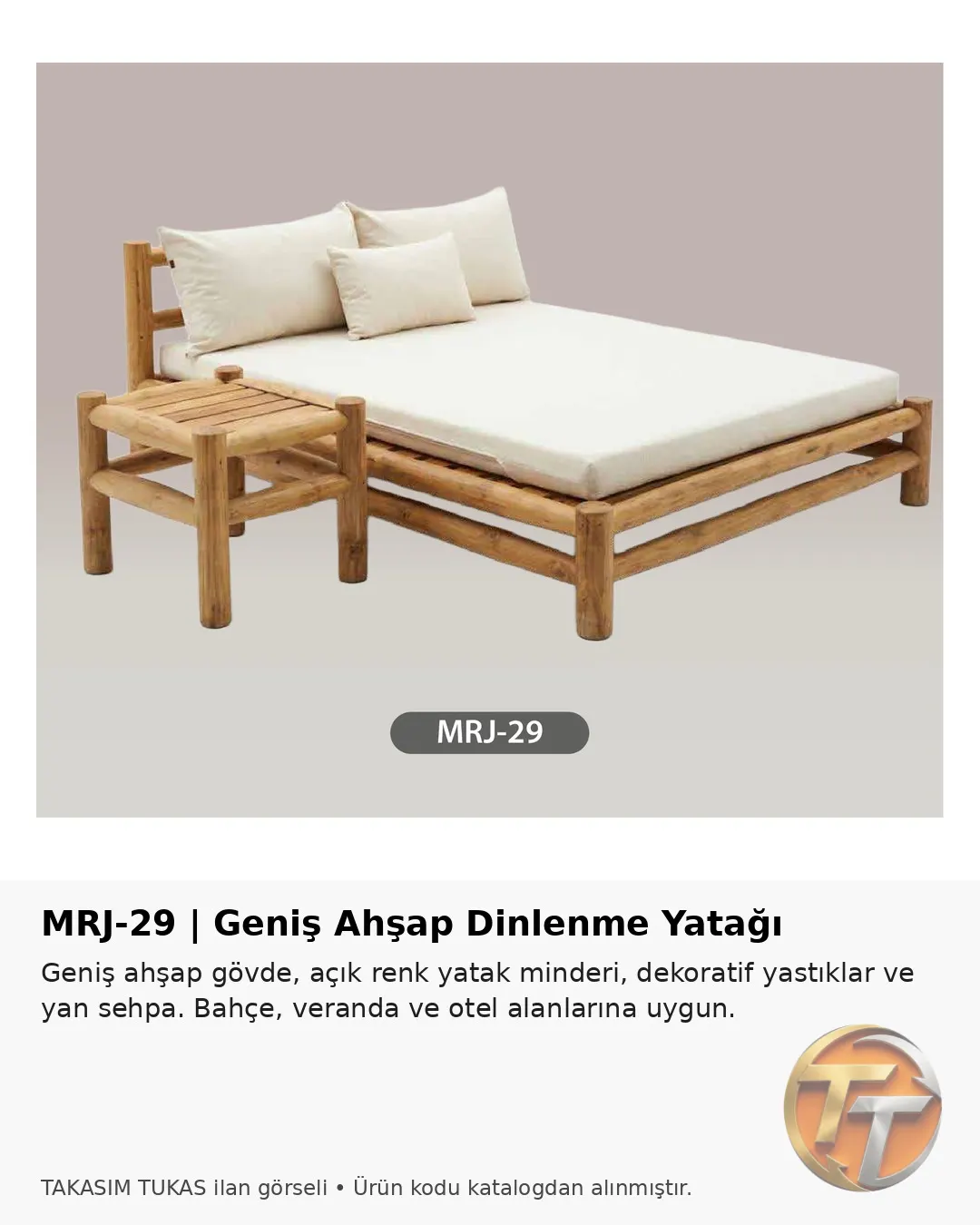MRJ-29 Geniş Ahşap Dinlenme Yatağı – Bahçe & Teras