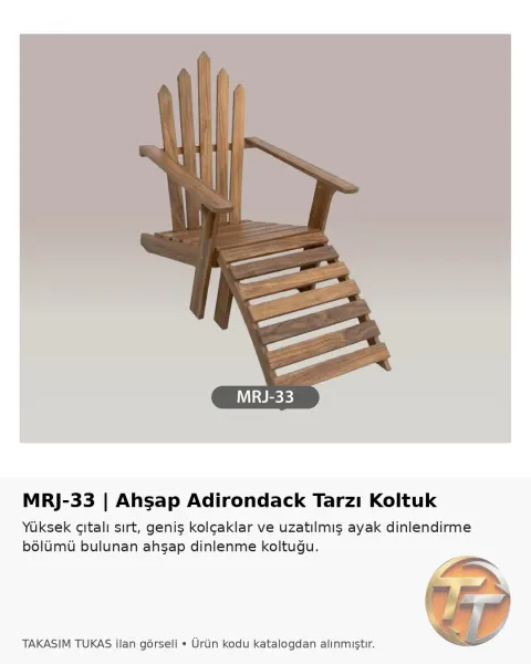 MRJ-2033 Ahşap Dinlenme Koltuğu – Ayak Uzatmalı Bahçe Koltuğu